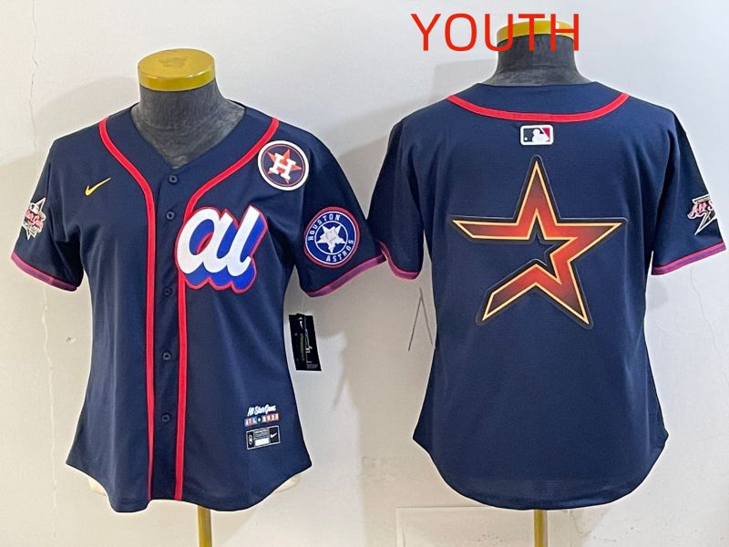 Youth 2025 Houston Astros Blank Drak Blue All star Nike MLB Jersey style 06